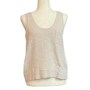 LOFT Beige Cream Textured Knit Tank Top with front pocket Small